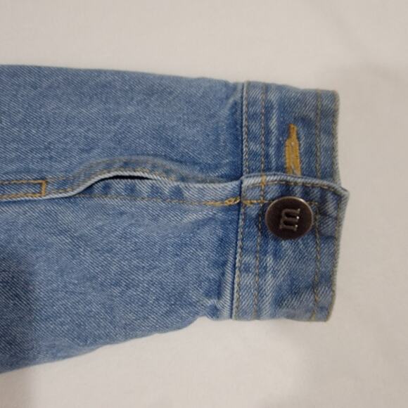 M&M Rainbow Vibes Denim Jean Jacket Large Pride Distressed - Picture 12 of 16